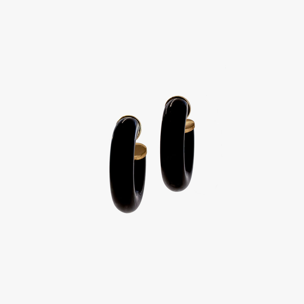 Earrings with diamond and black lacquer hoop