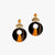 Earrings with diamond, citrine and black lacquer plate