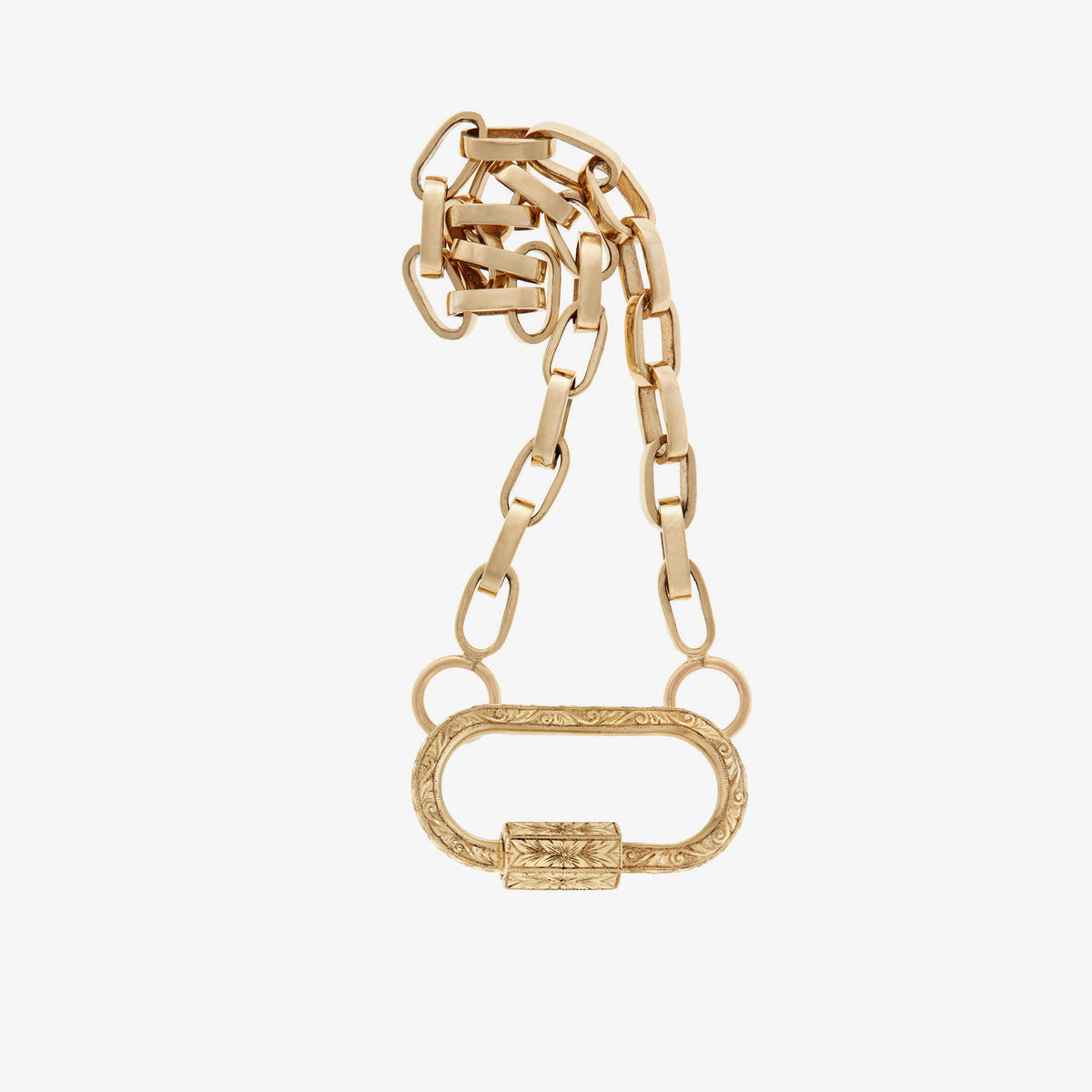 Handmade biker chain with hand engraved lock