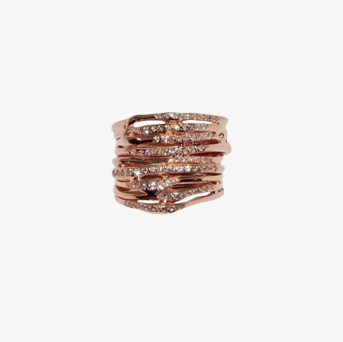 Rosegold millefedi ring with diamonds
