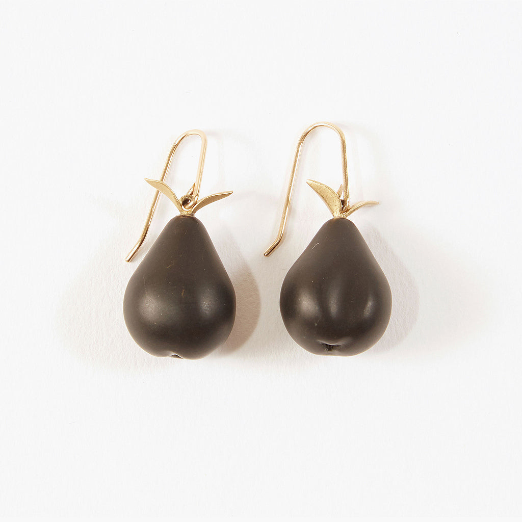 Black Jade Pear Earrings