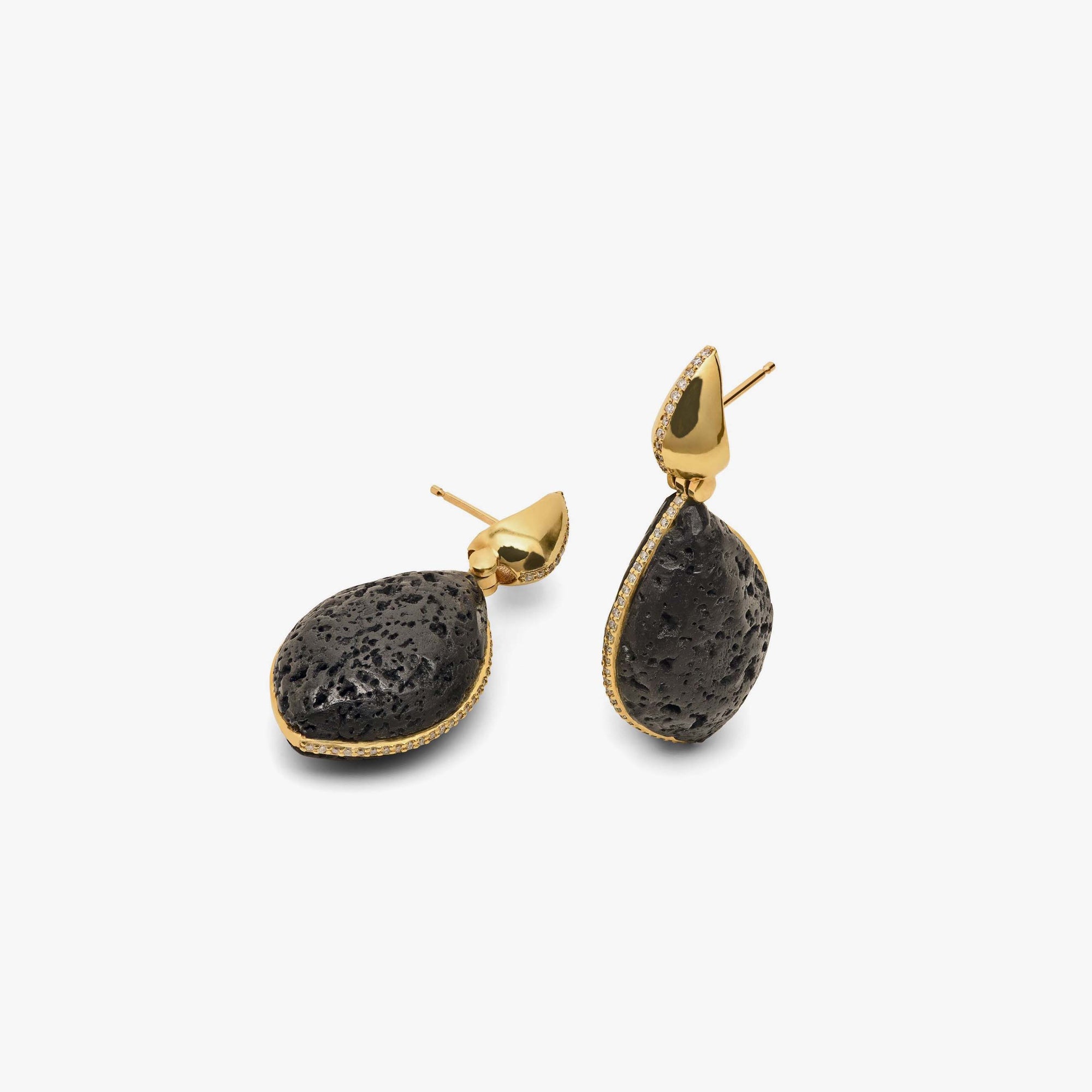 Double sided lava drop earrings with white diamonds
