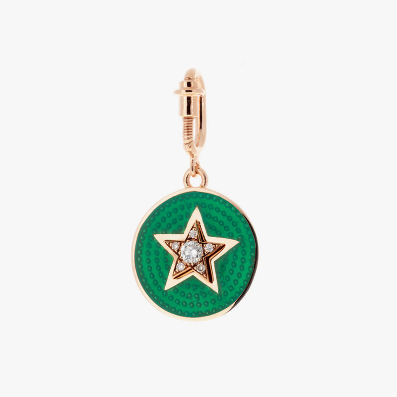 Petrol green enamel star charm with diamonds