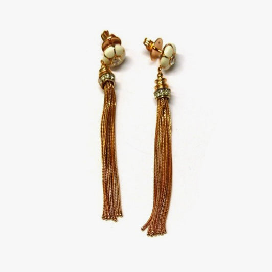 Earrings in Pink Gold & Ivory Enamel set with Diamonds