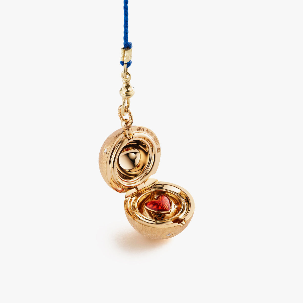 Heartbeat 18k rose gold orb locket with diamonds on a multi-colored Mauli pearl necklace