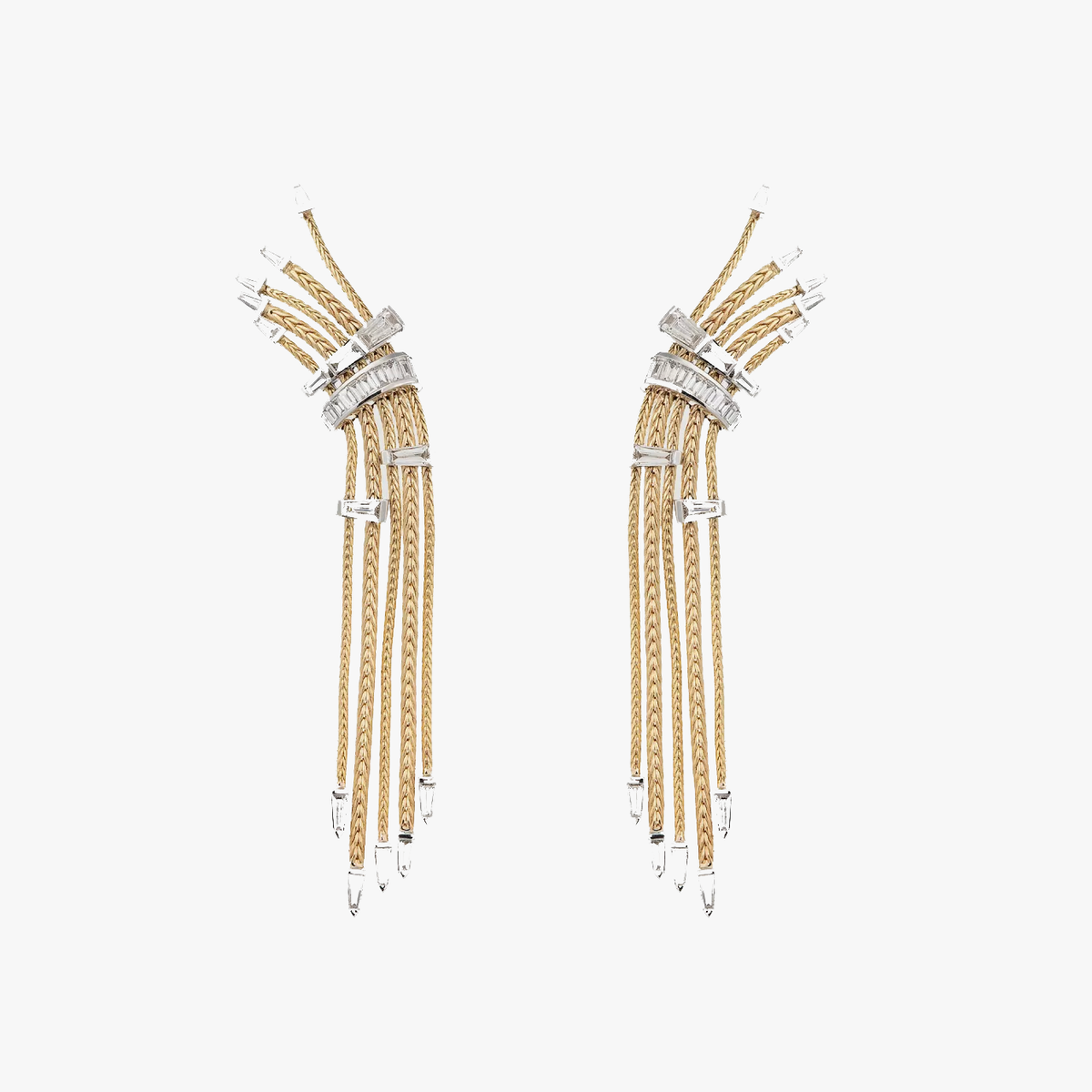 Together earrings with tapered baguette diamonds