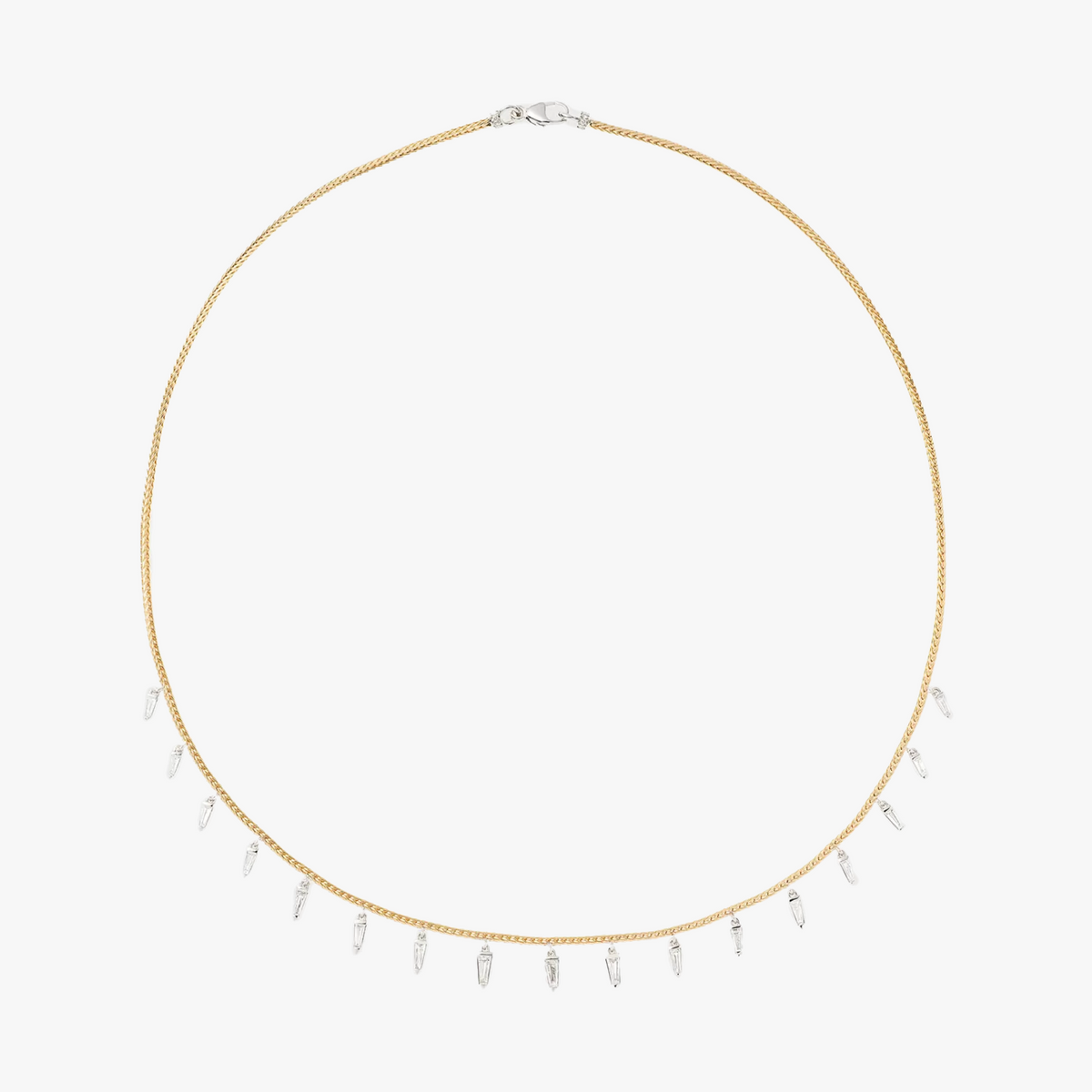 Together necklace with tapered and round diamonds