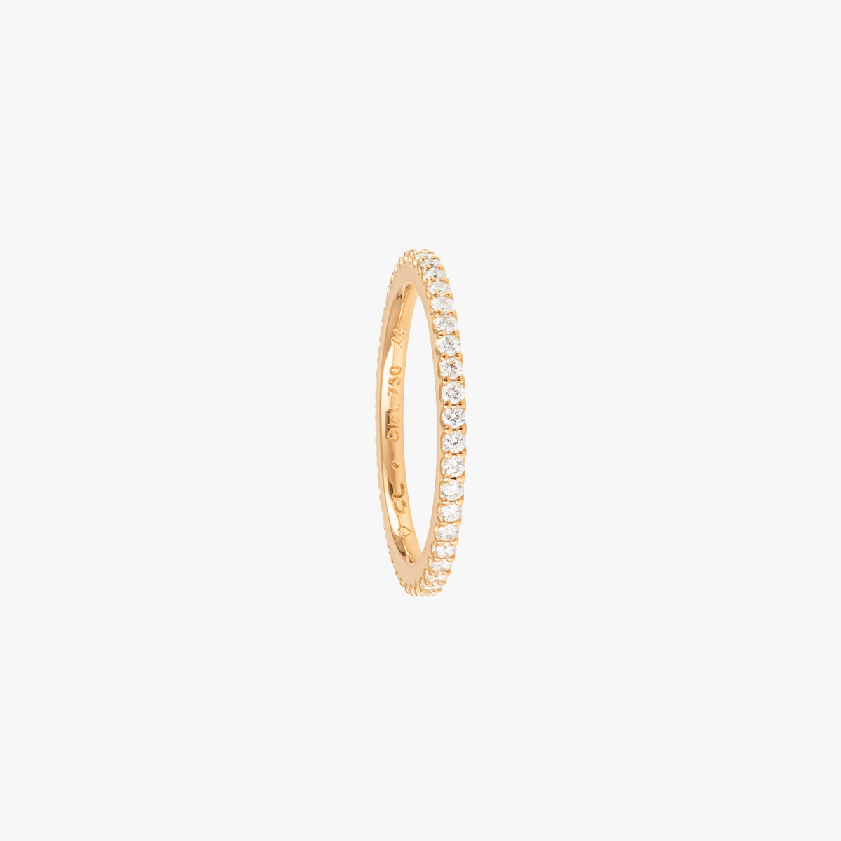 Straight love band in yellow gold with white diamond pavé